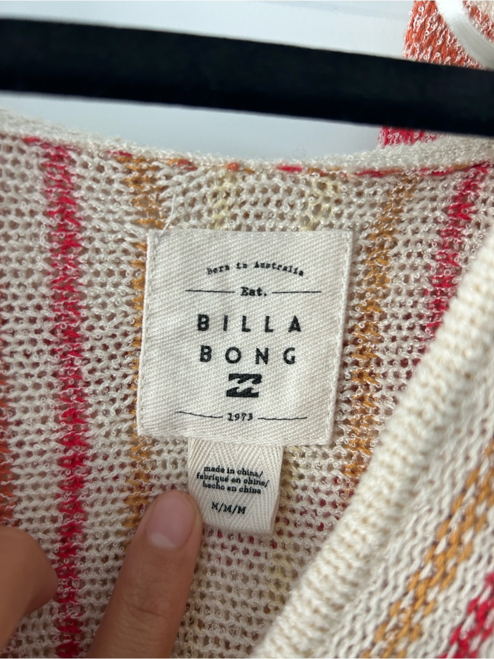 Billabong Striped Knit Swim Coverup in Cream, Red, Pink, Yellow - Picture 3 of 3